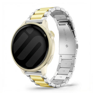 Steel Strap, silver/gold, on a watch, 3/4 front view