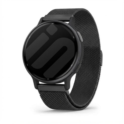 Milanese Strap, black, on a watch, 3/4 front view