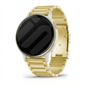 Titanium Strap, gold, on a watch, 3/4 front view