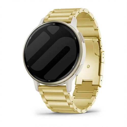 Titanium Strap, gold, on a watch, 3/4 front view