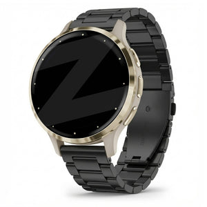 Steel Strap 'Classic', black, on a watch, 3/4 front view