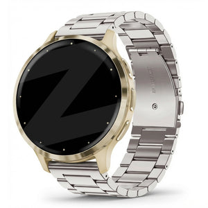 Steel Strap 'Classic', starlight, on a watch, 3/4 front view