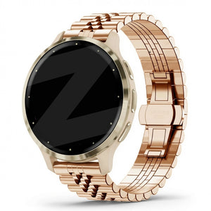 Steel Strap 'Jubilee', rose gold, on a watch, 3/4 front view