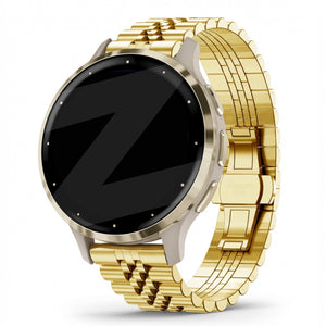 Steel Strap 'Jubilee', gold, on a watch, 3/4 front view
