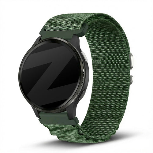 Nylon Alpine Strap, green, on a watch, 3/4 front view