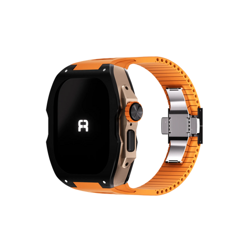 Reqior Boîtier avec bracelet en caoutchouc Apple Watch Ultra (noir/orange)