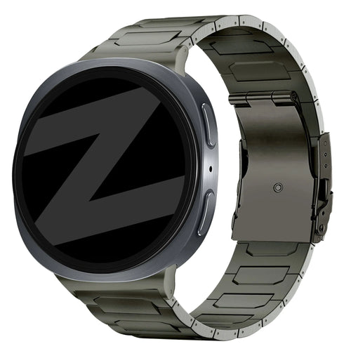 Titanium Strap 'Deluxe', graphite, on a watch, 3/4 front view