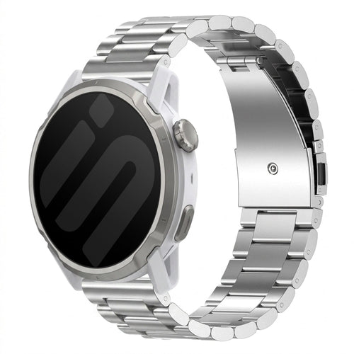 Titanium Strap, silver, on a watch, 3/4 front view