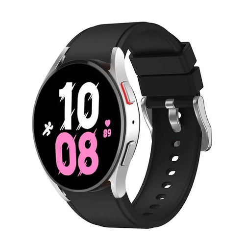 Silicone Strap 'Perfect Fit', black, on a watch, 3/4 front view