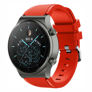 Twill Silicone Strap, red, on a watch, 3/4 front view