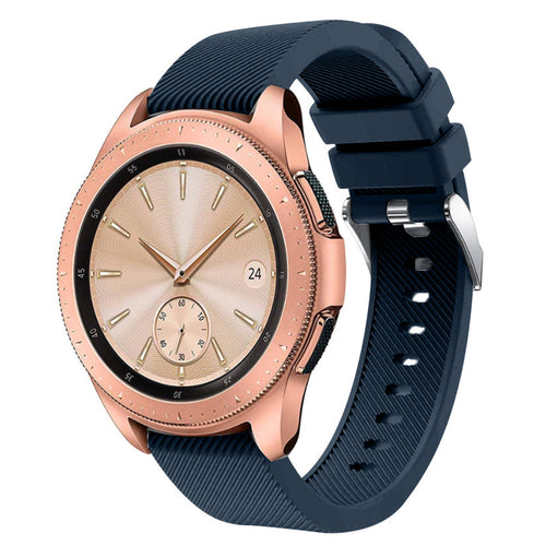Twill Silicone Strap, dark blue, on a watch, 3/4 front view