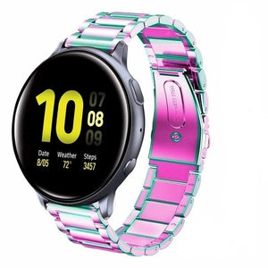 Steel Strap, pearlescent, on a watch, 3/4 front view