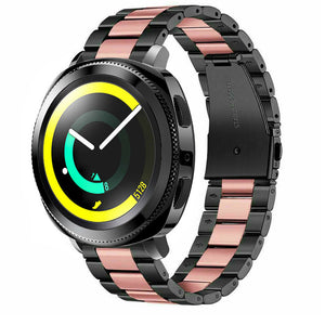 Steel Strap, black/pink, on a watch, 3/4 front view