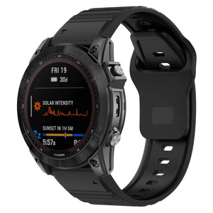 Outdoor Silicone Strap, black, on a watch, 3/4 front view