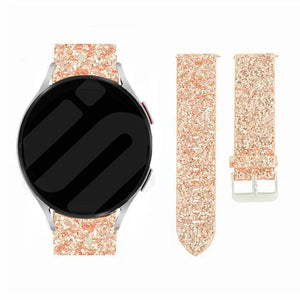 Leather Strap with Glitters, rose gold, on a watch, 3/4 front view