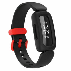 Silicone Strap, black/red, on a watch, 3/4 front view