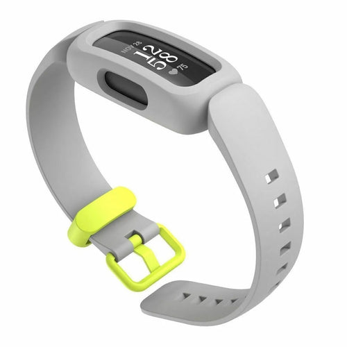 Silicone Strap, grey/yellow, on a watch, 3/4 front view