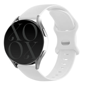 Silicone Strap, white, on a watch, 3/4 front view
