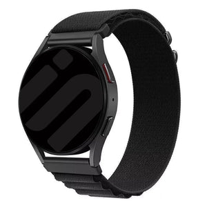 Alpine Nylon Strap, black, on a watch, 3/4 front view
