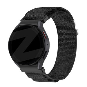 Nylon Alpine Strap, black, on a watch, 3/4 front view