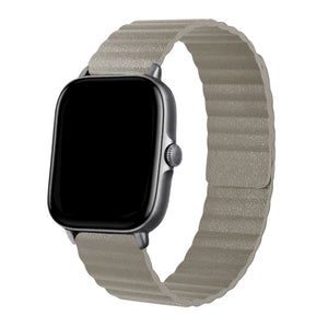 Leather Loop Strap, khaki, on a watch, 3/4 front view
