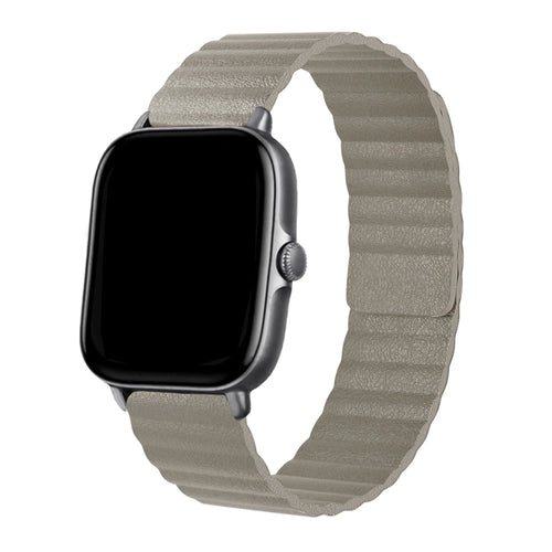 Leather Loop Strap, khaki, on a watch, 3/4 front view