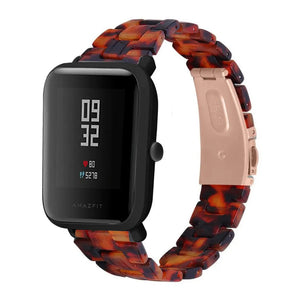 Metal Resin Strap, lava, on a watch, 3/4 front view