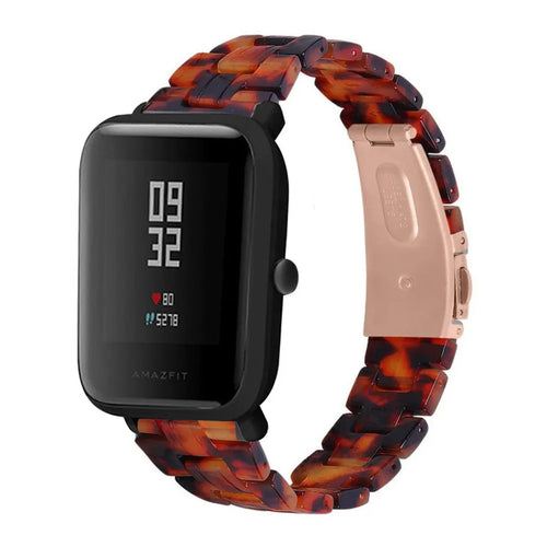 Metal Resin Strap, lava, on a watch, 3/4 front view