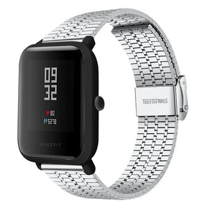 Fine Steel Strap, silver, on a watch, 3/4 front view