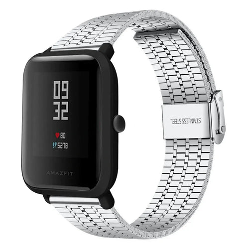 Fine Steel Strap, silver, on a watch, 3/4 front view