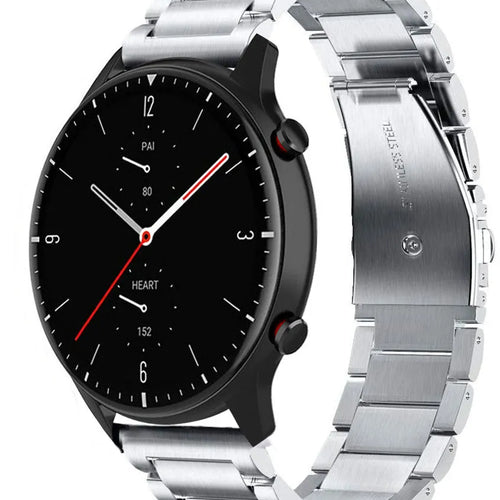 Titanium Strap, silver, on a watch, 3/4 front view