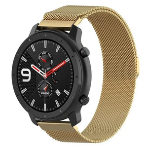 Milanese Strap, gold, on a watch, 3/4 front view