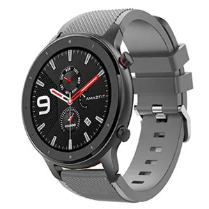 Twill Silicone Strap, grey, on a watch, 3/4 front view