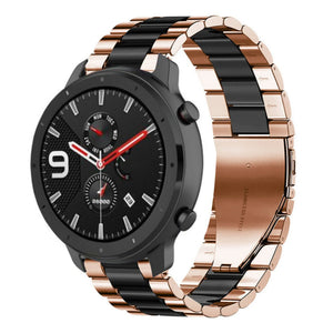 Steel Strap, rose gold/black, on a watch, 3/4 front view