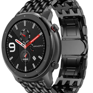Steel Dragon Strap, black, on a watch, 3/4 front view
