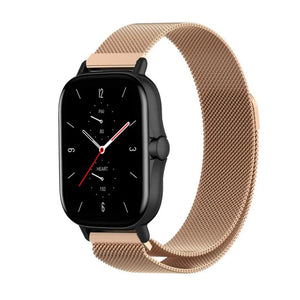 Milanese Strap, rose gold, on a watch, 3/4 front view
