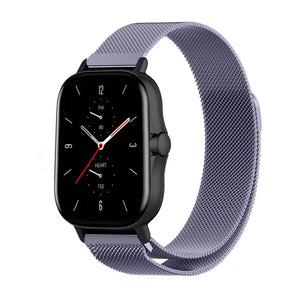 Milanese Strap, light purple, on a watch, 3/4 front view