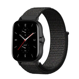 Nylon Strap, black, on a watch, 3/4 front view