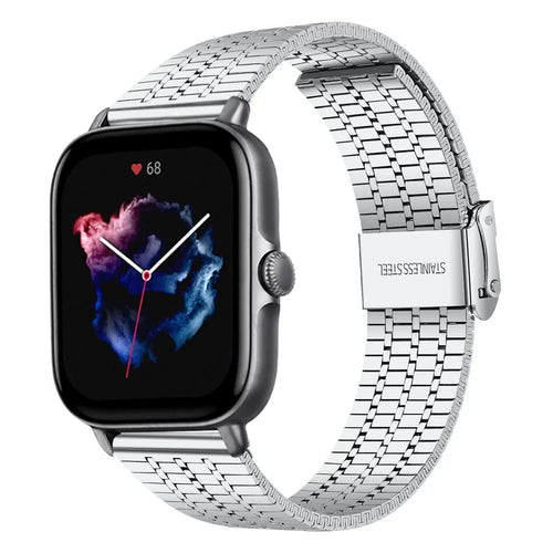 Fine Steel Strap, silver, on a watch, 3/4 front view