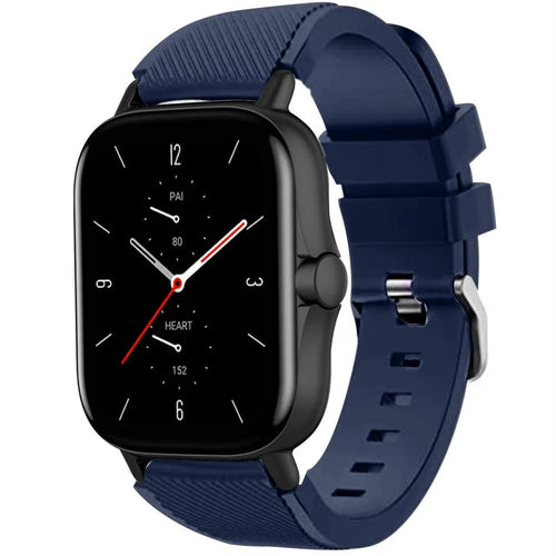 Twill Silicone Strap, dark blue, on a watch, 3/4 front view