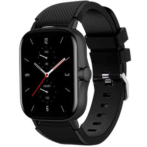 Twill Silicone Strap, black, on a watch, 3/4 front view