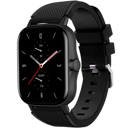 Twill Silicone Strap, black, on a watch, 3/4 front view
