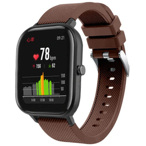 Twill Silicone Strap, brown, on a watch, 3/4 front view