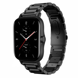 Steel Strap, black, on a watch, 3/4 front view