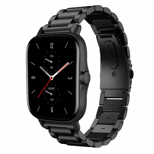 Steel Strap, black, on a watch, 3/4 front view