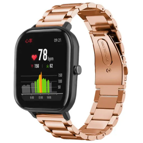 Steel Strap, rose gold, on a watch, 3/4 front view