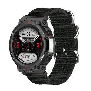 Nylon Buckle Strap, black, on a watch, 3/4 front view