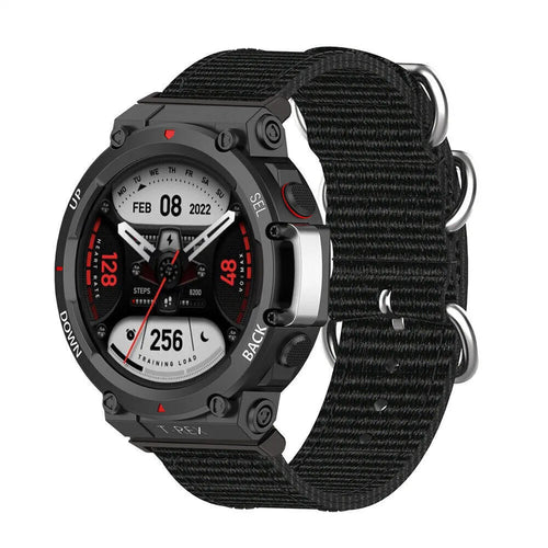 Nylon Buckle Strap, black, on a watch, 3/4 front view