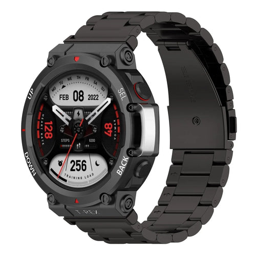 Steel Strap, black, on a watch, 3/4 front view