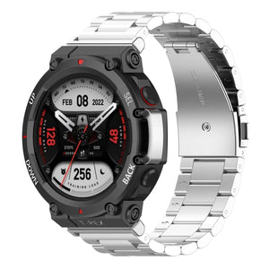 Steel Strap, silver, on a watch, 3/4 front view
